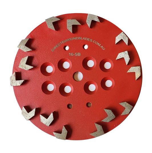 Diamond Grinding Plate: 10″ 16# Soft Bond 15-Segment Arrow (10mm thickness)