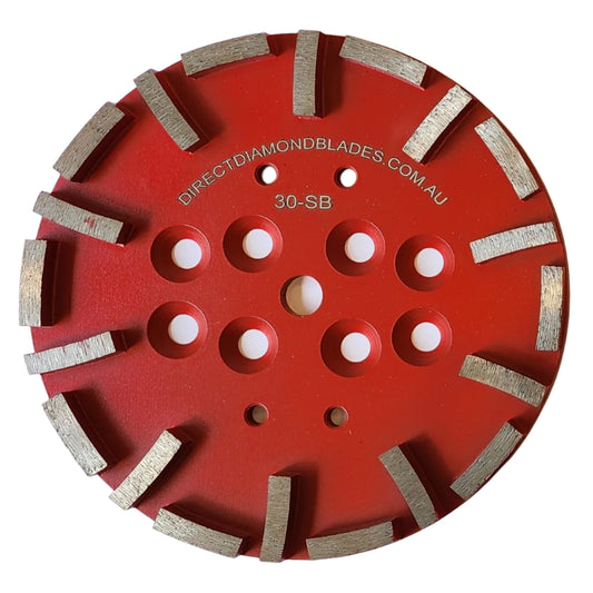 Diamond Grinding Plate: 10″ 30# Soft Bond 20-Segment Curved (10mm thickness)
