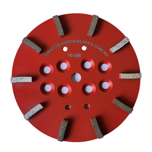Diamond Grinding Plate: 10″ 16# Soft Bond 10-Segment Curved (10mm thickness)