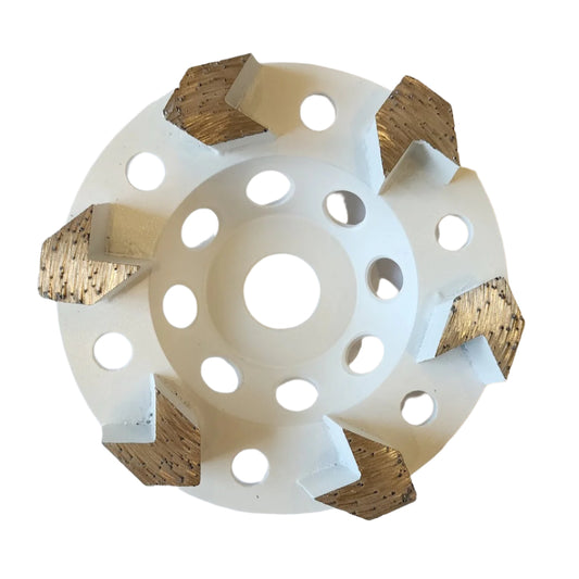 Diamond Cup Wheel: 5″ 6 Arrow 15mm Segment 16# (Soft Bond)