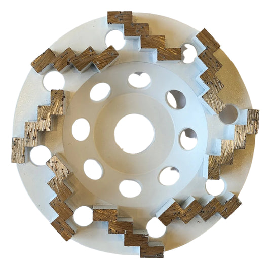 Diamond Cup Wheel: 5″ 8 ZigZag 10mm Segment 16# (Soft Bond)